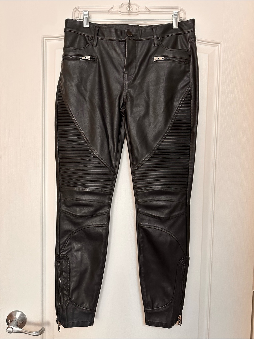 Blank NYC Black Faux Leather Skinny Moto Jeans